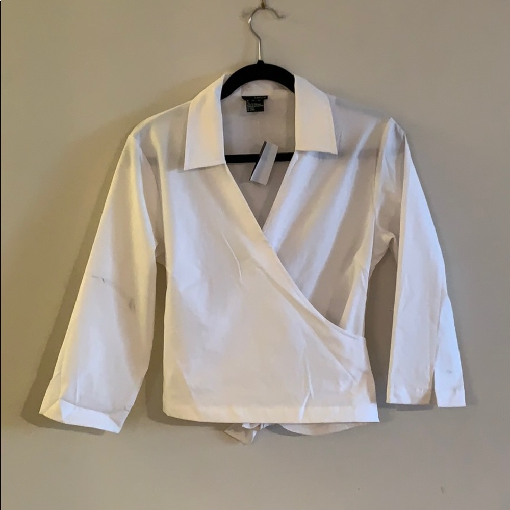 White wrapped blouse